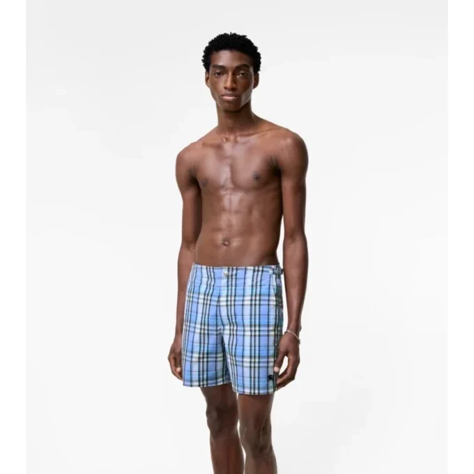 Shorts da bagno in seersucker a quadri
