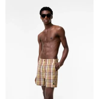 Shorts da bagno in seersucker a quadri