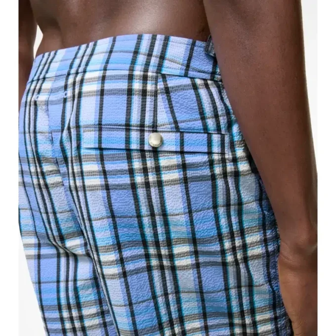 Shorts da bagno in seersucker a quadri
