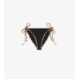 Slip bikini con bordi a quadri