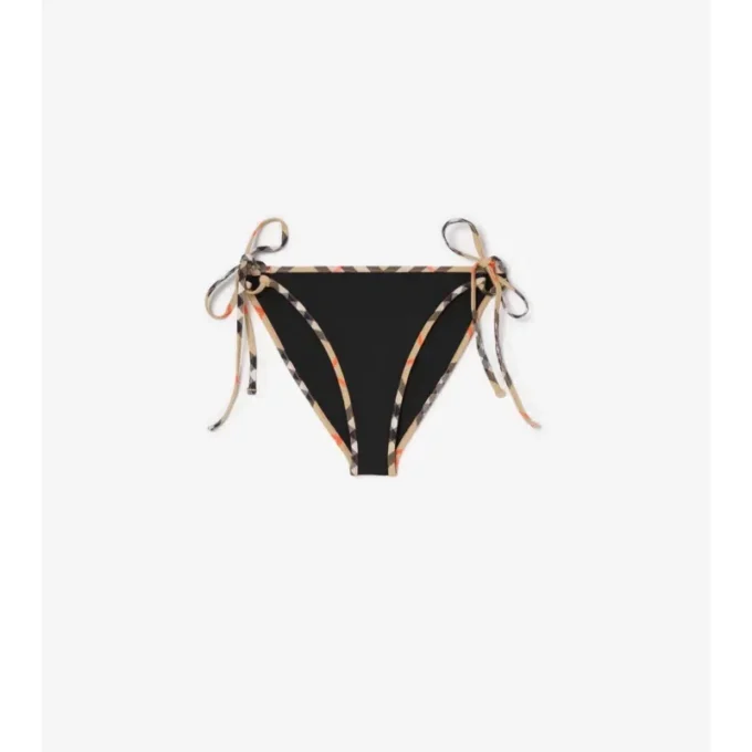 Slip bikini con bordi a quadri