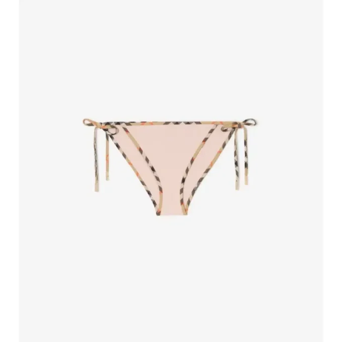 Slip bikini con bordi a quadri