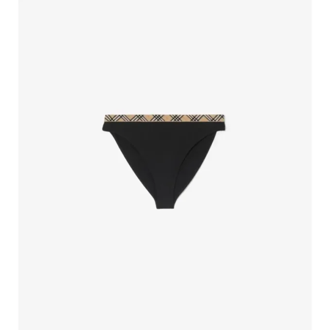 Slip bikini con bordi a quadri
