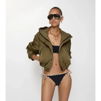 Slip bikini con bordi a quadri
