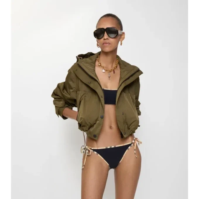Slip bikini con bordi a quadri
