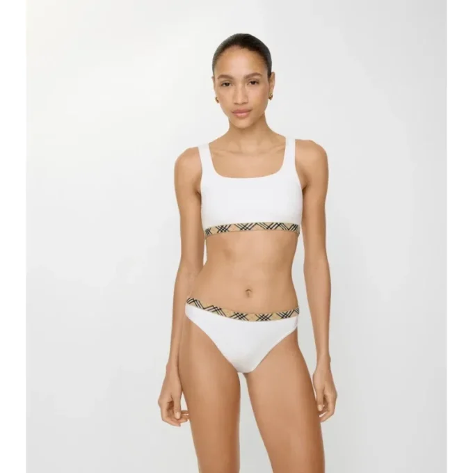 Slip bikini con bordi a quadri
