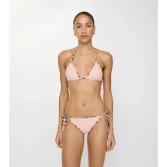 Slip bikini con bordi a quadri