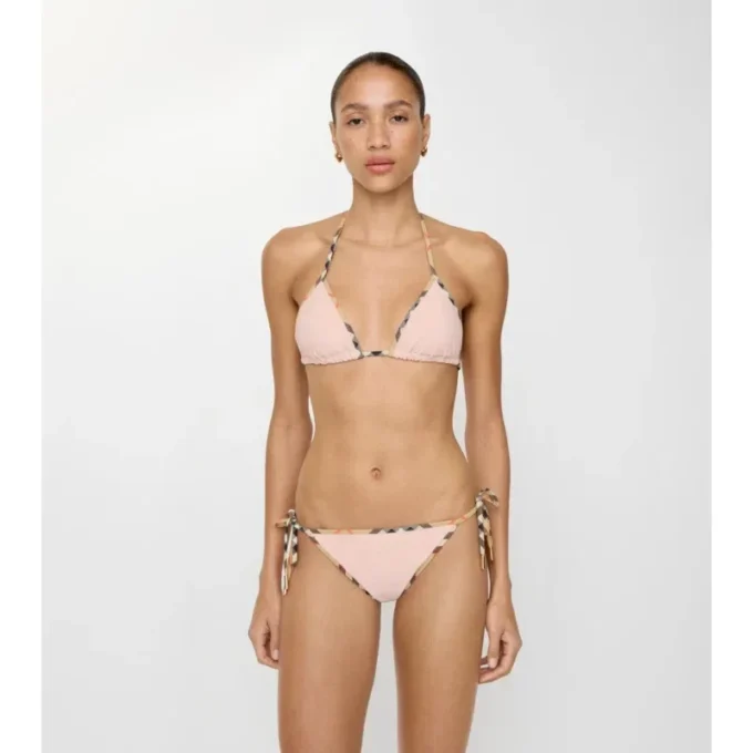 Slip bikini con bordi a quadri