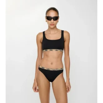 Slip bikini con bordi a quadri
