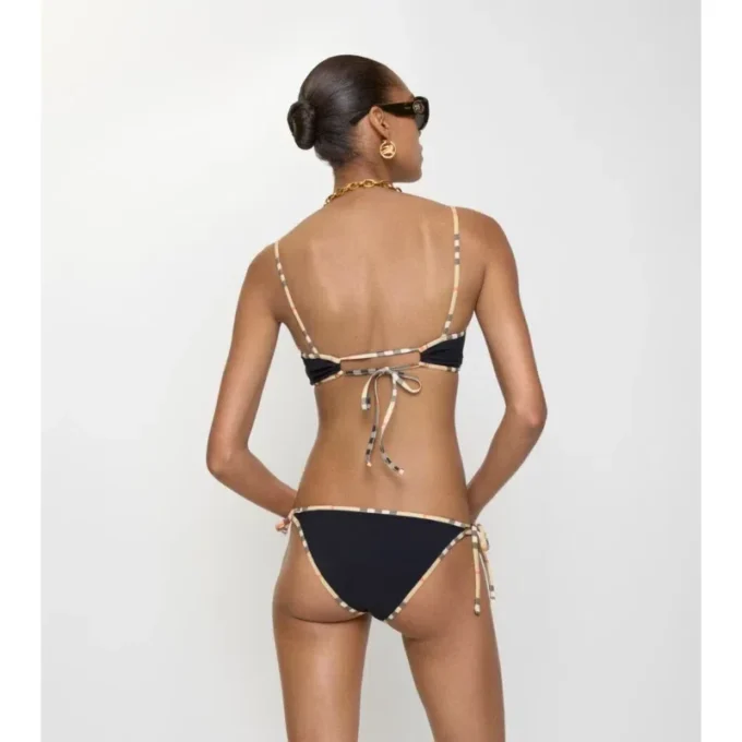 Slip bikini con bordi a quadri