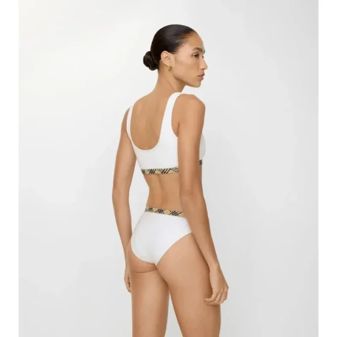 Slip bikini con bordi a quadri