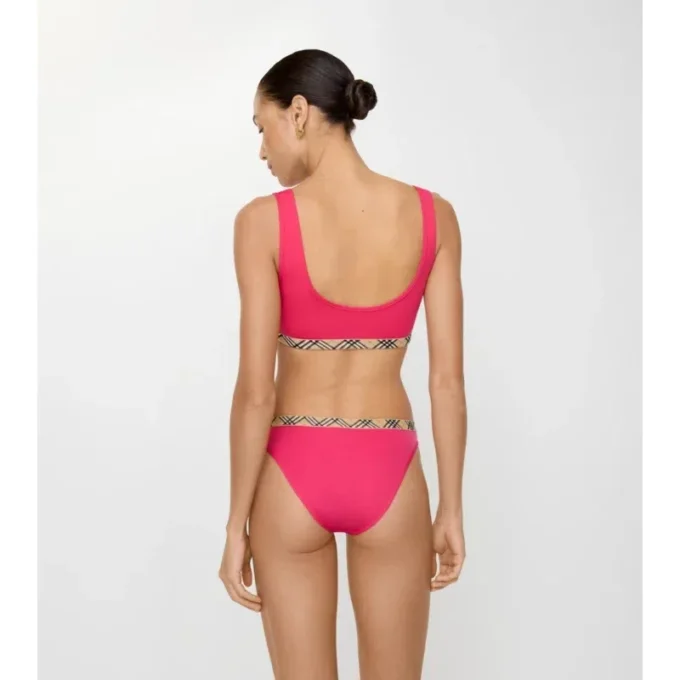 Slip bikini con bordi a quadri