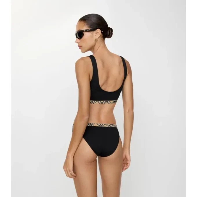 Slip bikini con bordi a quadri
