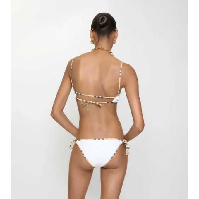 Slip bikini con bordi a quadri