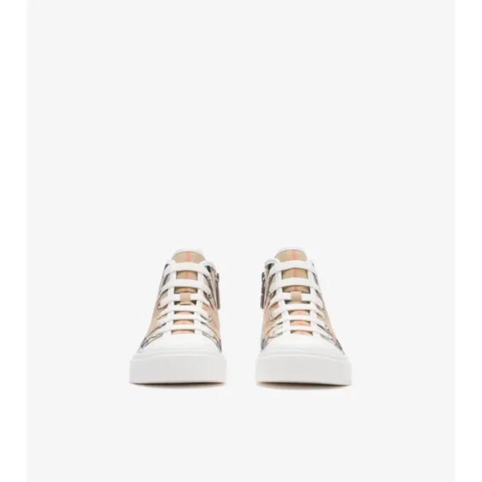 Sneakers alte in cotone a quadri