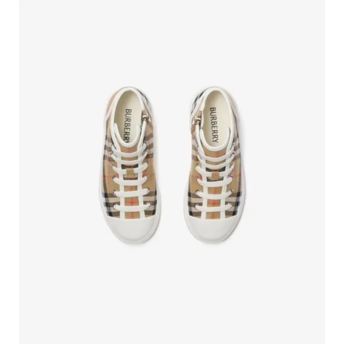 Sneakers alte in cotone a quadri
