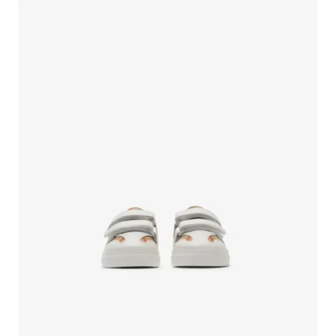 Sneakers con motivo a quadri e pelle