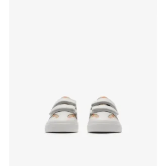 Sneakers con motivo a quadri e pelle
