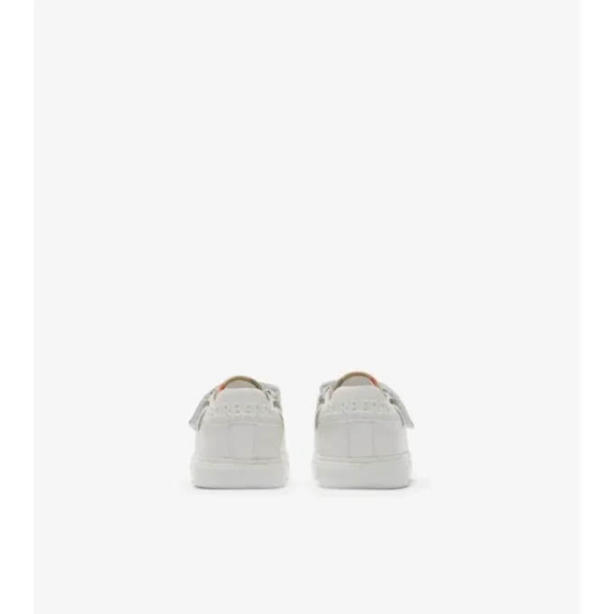 Sneakers con motivo a quadri e pelle