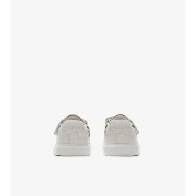 Sneakers con motivo a quadri e pelle