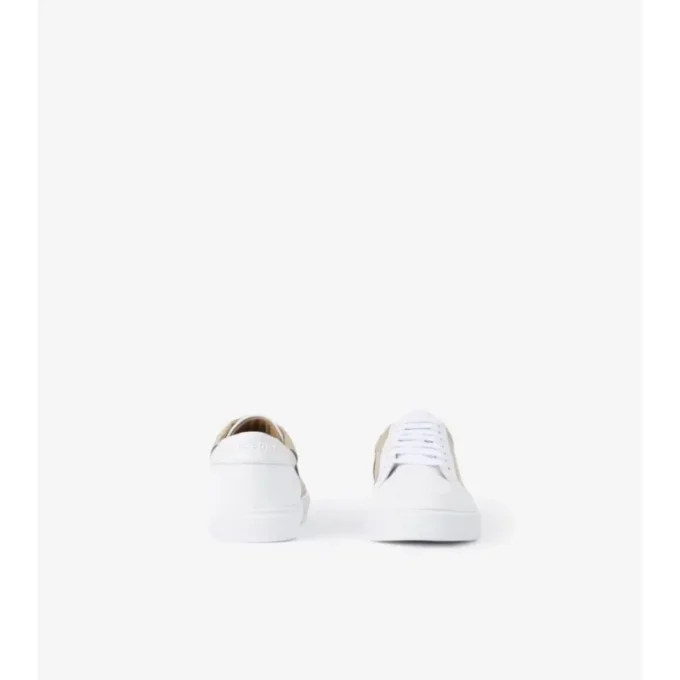 Sneakers con motivo a quadri e pelle