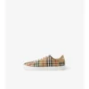 Sneakers con motivo a quadri e pelle