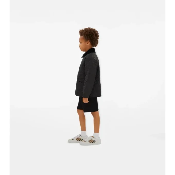 Sneakers in cotone e pelle con motivo a quadri