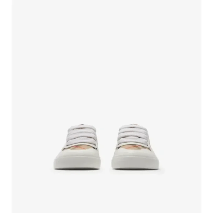 Sneakers in cotone e pelle con motivo a quadri