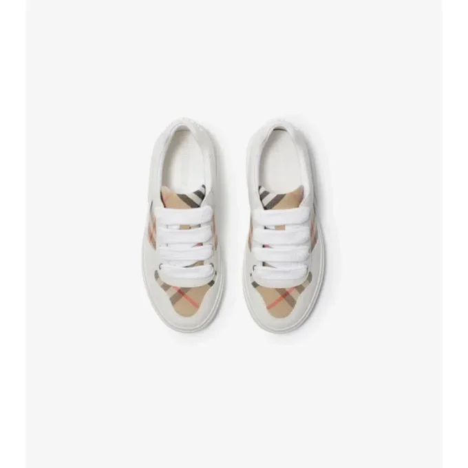 Sneakers in cotone e pelle con motivo a quadri