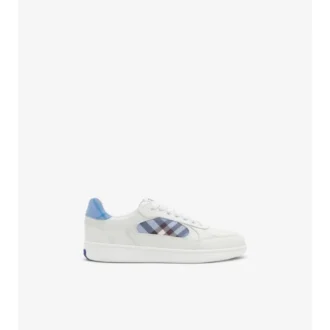 Sneakers in pelle e tessuto a quadri 
