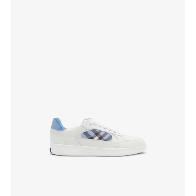 Sneakers in pelle e tessuto a quadri 