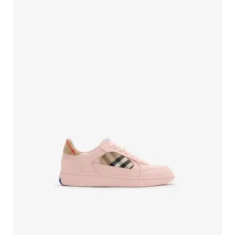 Sneakers in pelle e tessuto a quadri 