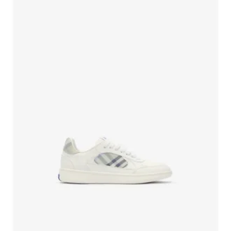 Sneakers in pelle e tessuto a quadri 