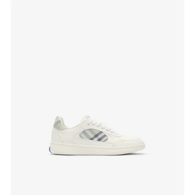 Sneakers in pelle e tessuto a quadri 