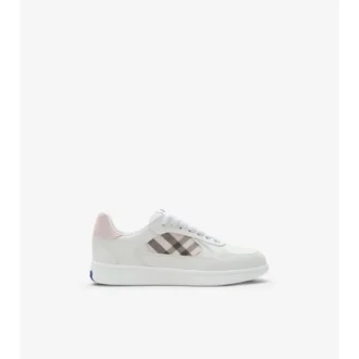 Sneakers in pelle e tessuto a quadri 