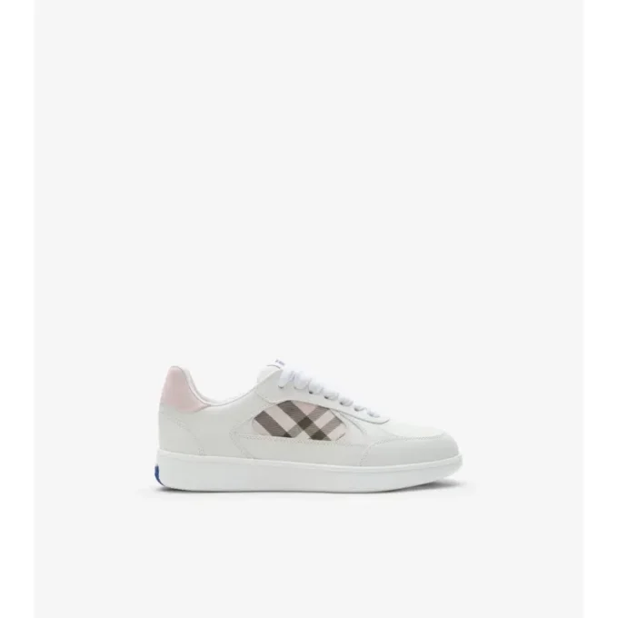 Sneakers in pelle e tessuto a quadri 