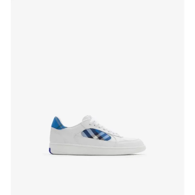 Sneakers in pelle e tessuto a quadri 
