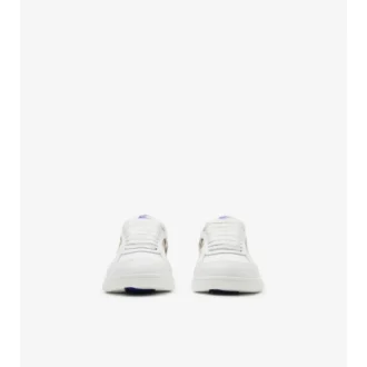 Sneakers in pelle e tessuto a quadri 