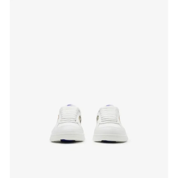 Sneakers in pelle e tessuto a quadri 