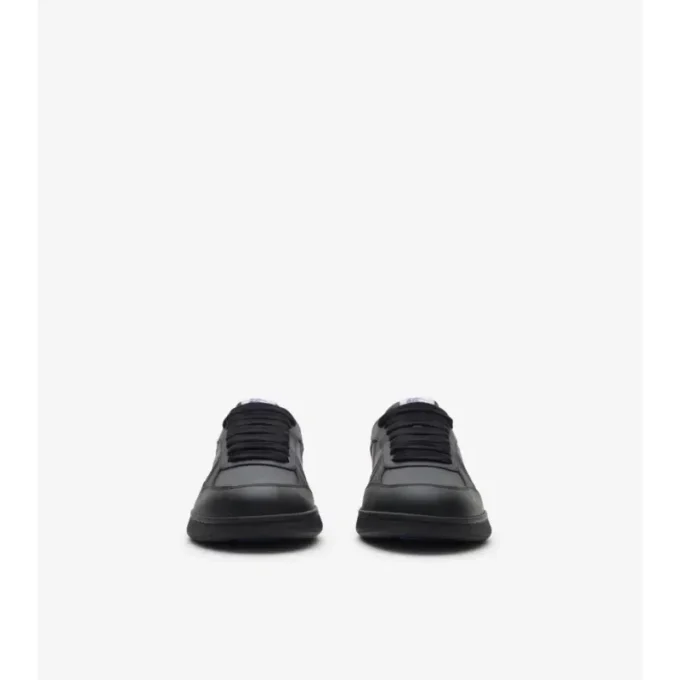 Sneakers in pelle e tessuto a quadri 
