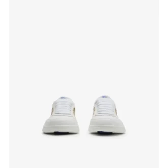 Sneakers in pelle e tessuto a quadri 