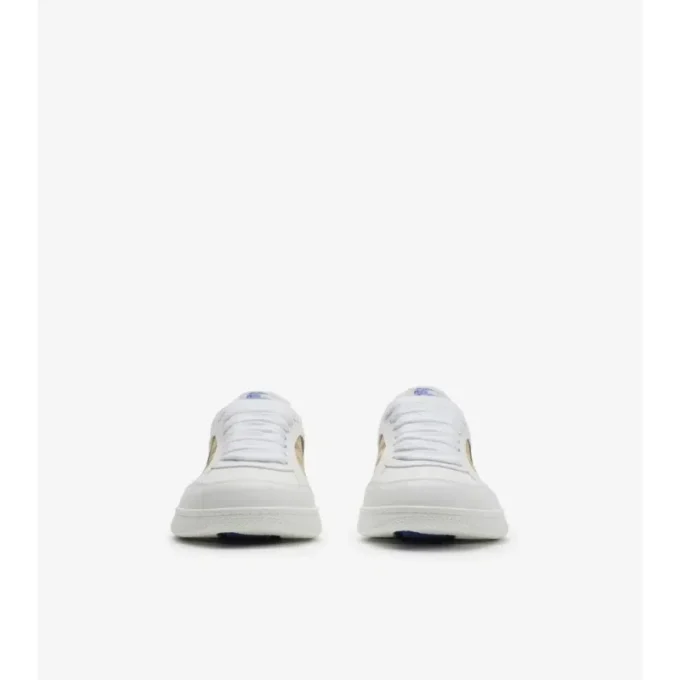 Sneakers in pelle e tessuto a quadri 