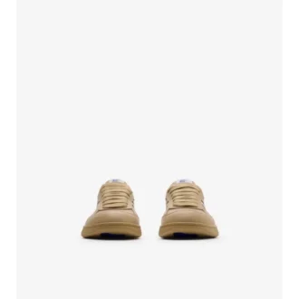 Sneakers in pelle e tessuto a quadri 