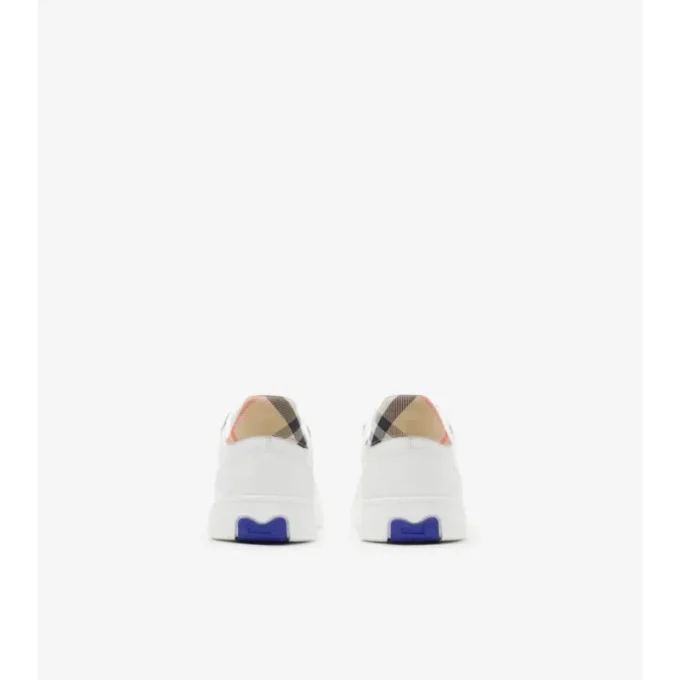 Sneakers in pelle e tessuto a quadri 