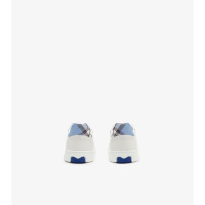Sneakers in pelle e tessuto a quadri 