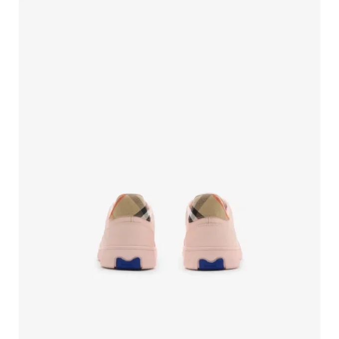 Sneakers in pelle e tessuto a quadri 