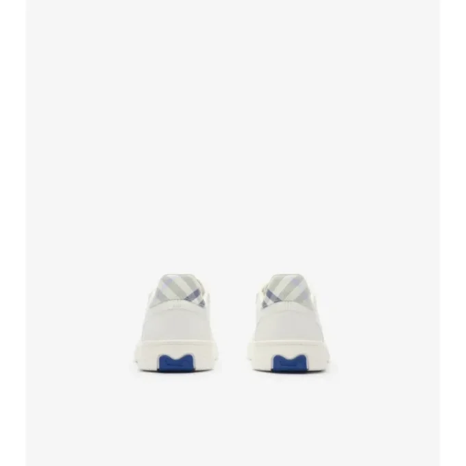 Sneakers in pelle e tessuto a quadri 