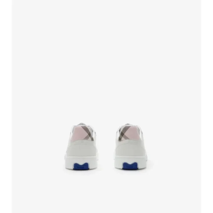 Sneakers in pelle e tessuto a quadri 
