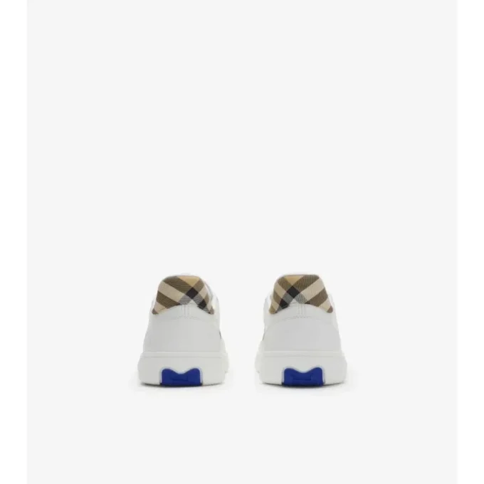 Sneakers in pelle e tessuto a quadri 