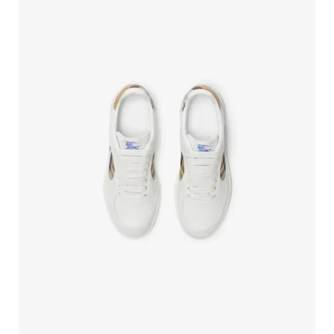 Sneakers in pelle e tessuto a quadri 